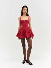 Women Helena Poplin Bustier Mini Dress - Red
