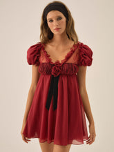 Women Claudine Chiffon Mini Dress - Oxblood