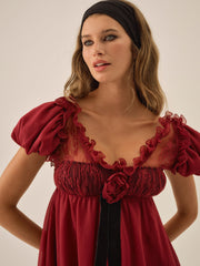 Women Claudine Chiffon Mini Dress - Oxblood