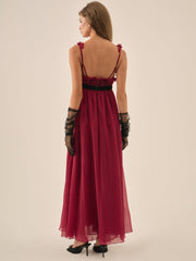 Women Claudine Chiffon Maxi Dress - Oxblood