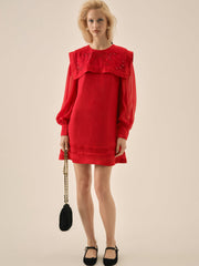 Women Betsy Bow Mini Dress - Red