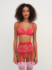 Women Heartbeat Garter Belt - Red