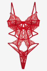 Women Creamsicle Lace Bodysuit - Red