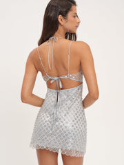 Women Dazzle Me Slip Dress - Silver