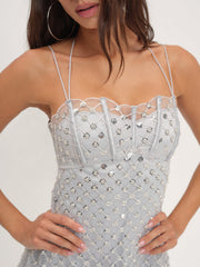 Women Dazzle Me Slip Dress - Silver