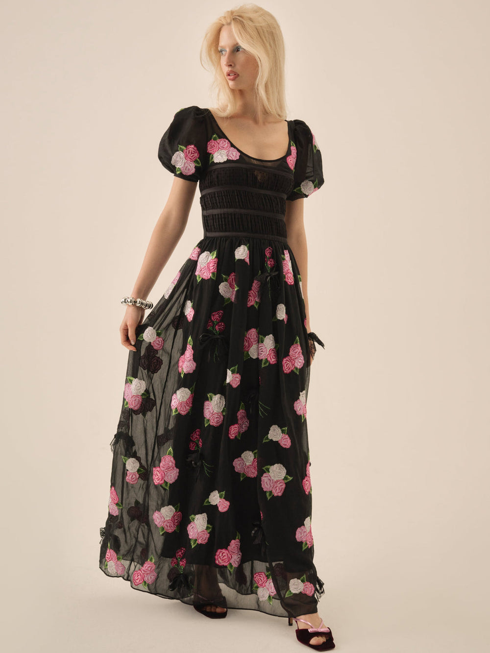 Women Midnight Garden Maxi Dress - Black