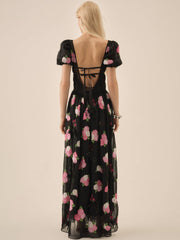 Women Midnight Garden Maxi Dress - Black