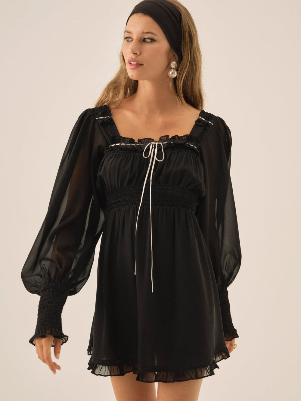 Women Emmie Chiffon Mini Dress - Black