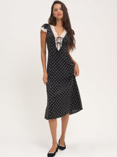 Women Cross Your Heart Midi Dress - Black Dot