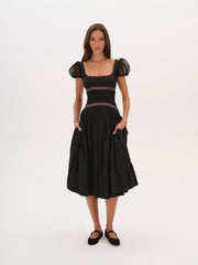 Women Verbana Eyelet Midi Dress - Black