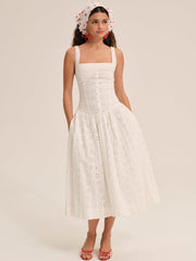 Women Dreamy Daisy Midi Dress - White
