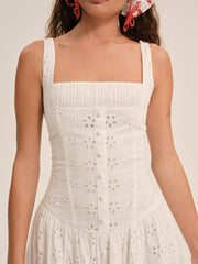 Women Dreamy Daisy Midi Dress - White