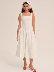 Women Dreamy Daisy Midi Dress - White