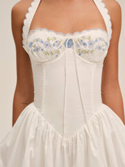 Women Tea Time Poplin Bustier Mini Dress - White
