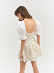 Women Brigitta Floral Short Sleeve Mini Dress - Ivory