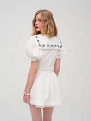 Women Ruby Ribbon Mini Dress - White