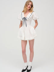 Women Ruby Ribbon Mini Dress - White