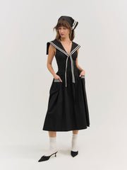 Women Helena Poplin Collared Midi Dress - Black