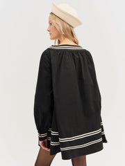 Women Helena Poplin Long Sleeve Mini Dress - Black