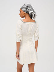 Women Baby Daisy Poplin Mini Dress - White