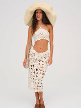 Women Floral Crochet Coverup Midi Skirt - White
