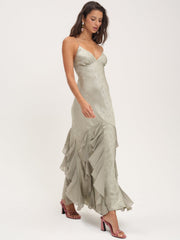 Women Elea Silk Maxi Dress - Sage