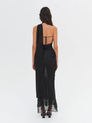 Women Angela Chiffon Maxi Dress - Black