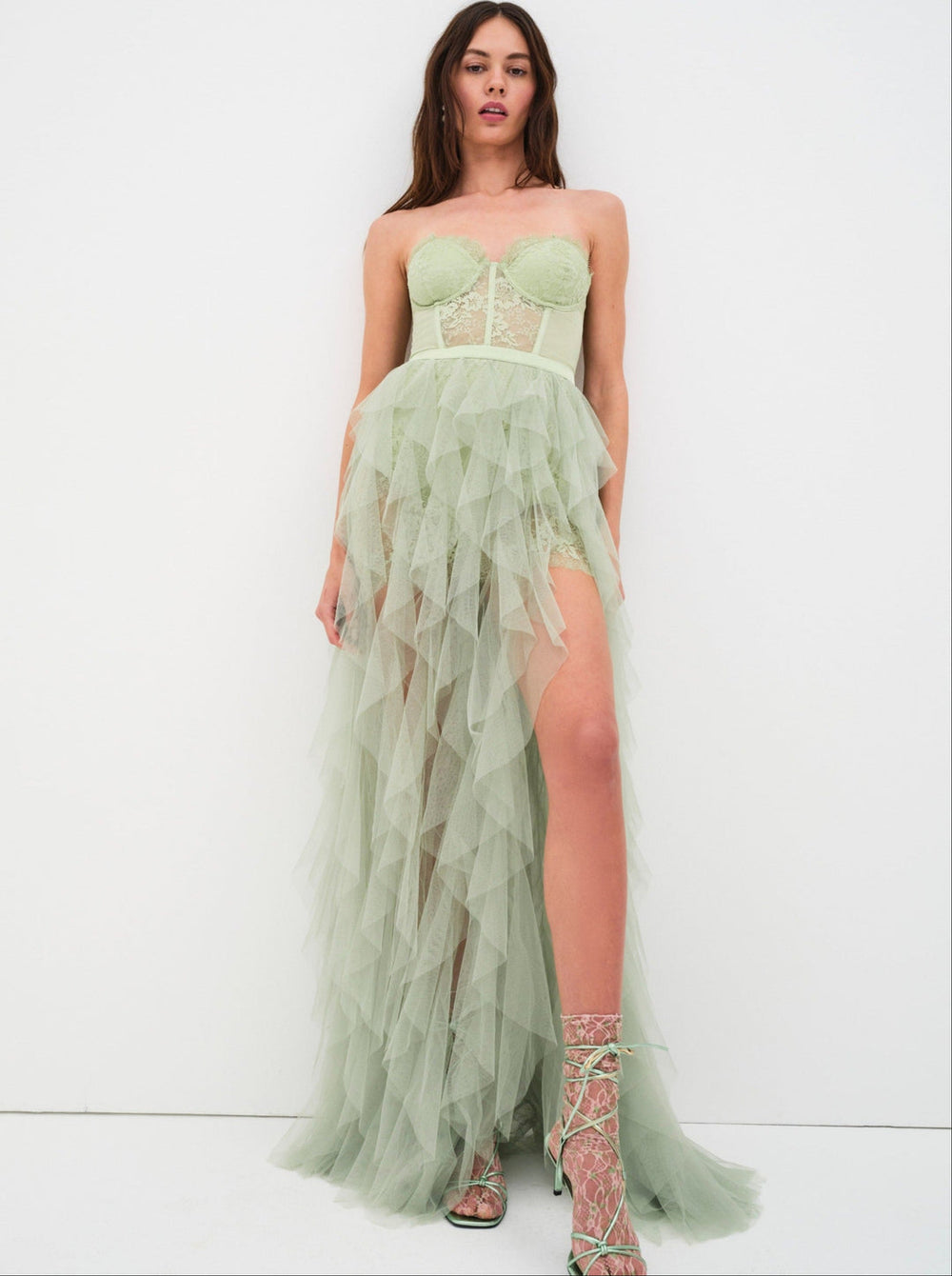 Women Bustier Gown - Green