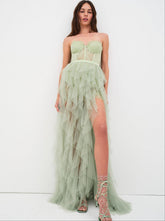Women Bustier Gown - Green
