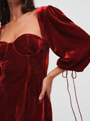 Women Nadine Velvet Mini Dress - Red