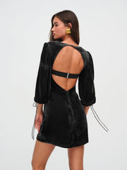 Women Nadine Velvet Mini Dress - Black