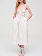 Women Stacked Blossom Lace Midi Dress - White