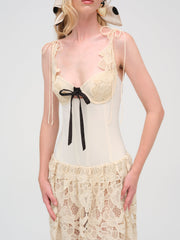 Women Coco Lace Maxi Dress - Cream