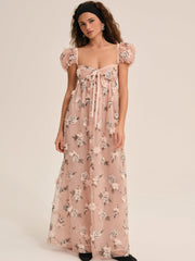 Women Blushing Rose Maxi Dress - Blush