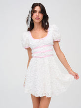 Women Stacked Blossom Lace Mini Dress - White