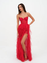 Women Bustier Gown - Red