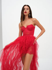 Women Bustier Gown - Red