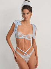 Women Blair Bow Thong Panty - Blue
