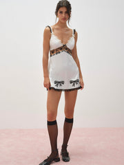 Women Bow Time Slip Dress - Cream