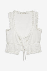 Women Antique Store Lace Top - White