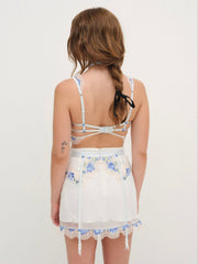Women Festival Rose Skirt - Blue
