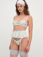 Women Budding Blossom Garter Belt - White
