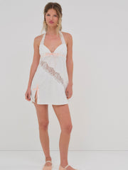 Women Summer Swirl Eyelet Slip Dress - White