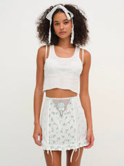 Women Budding Blossom Garter Skirt - White