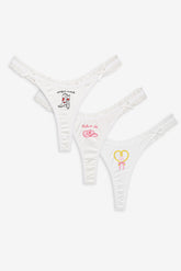 Women Bachelorette Thong Panty Pack - White