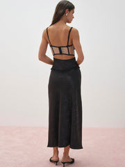 Women Sonia Maxi Slip Dress - Black