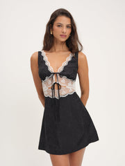 Women Bluebird Jacquard Mini Slip Dress - Black