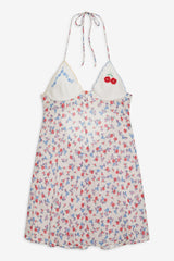 Women Forget Me Not Embroidery Slip Dress - White