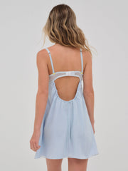 Women Gingham Rose Slip Dress - Blue