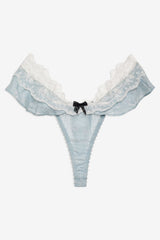 Women Bluebird Jacquard Thong Panty - Dusty Blue
